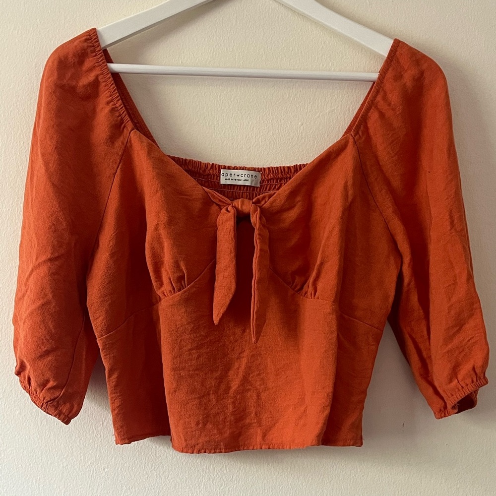 NWOT Orange Crop Top with Bow